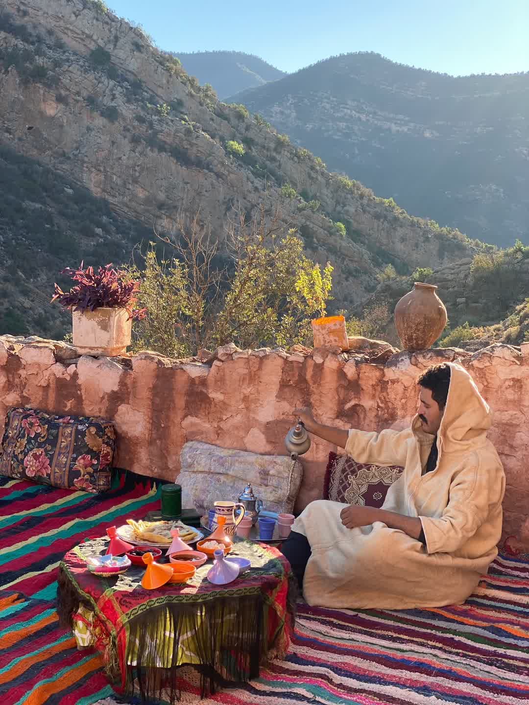 Lunch laid out above the valley